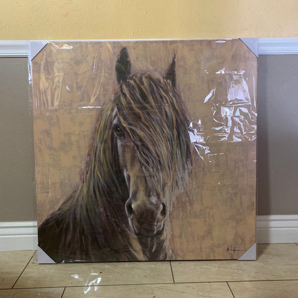 RA0056 36"x36" HORSE IN WIND CANVAS PAINTING PICTURE WESTERN COUNTRY HOME DECOR HANDMADE
