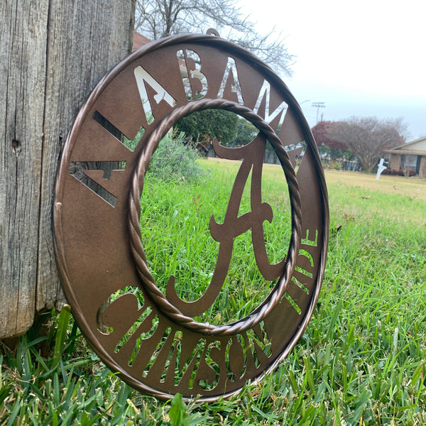 ALABAMA CRIMSON TIDE WIDE BAND RING CUSTOM METAL VINTAGE CRAFT TEAM SIGN HANDMADE