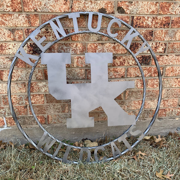 12", 18", 24", 32" KENTUCKY WILDCATS CUSTOM SILVER GREY METAL VINTAGE CRAFT SIGN HANDMADE