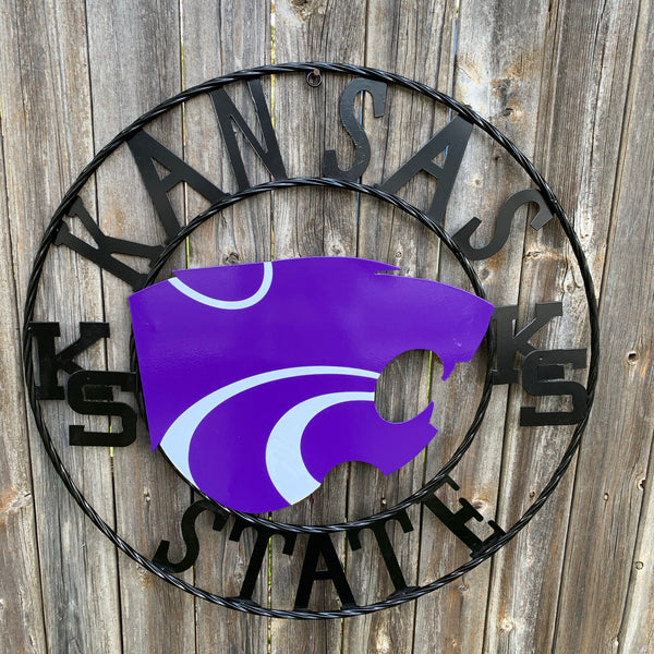 KANSAS STATE METAL CUSTOM VINTAGE CRAFT WALL ART TEAM SIGN HANDMADE