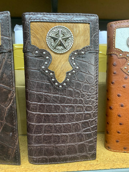 #LG STAR CHECKBOOK WALLET MEN'S WALLET GENUINE LEATHER NEW -- FREE SHIPPING
