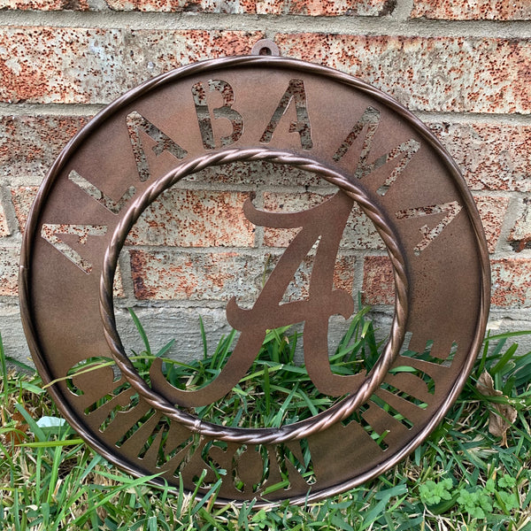 ALABAMA CRIMSON TIDE WIDE BAND RING CUSTOM METAL VINTAGE CRAFT TEAM SIGN HANDMADE
