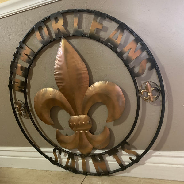 18", 24", 32" NEW ORLEANS SAINTS METAL SIGN WALL ART WESTERN HOME DECOR RUSTIC GOLD & BLACK ART NEW