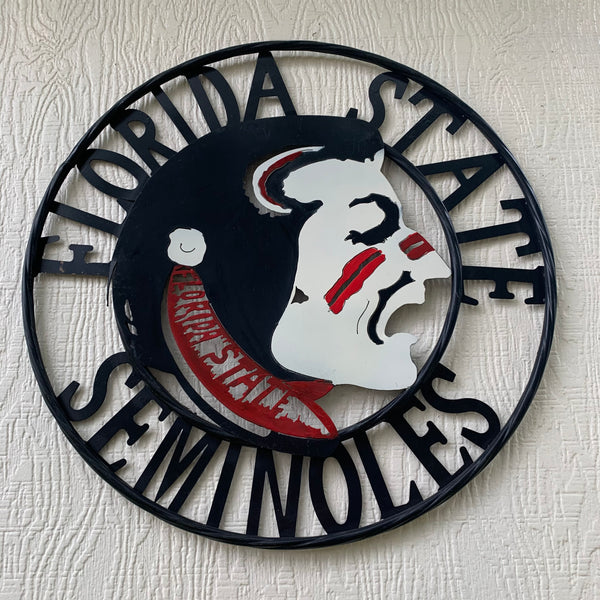 12", 18", 24", 32" FSU FLORIDA STATE SEMINOLES INDIAN LOGO METAL CUSTOM VINTAGE CRAFT TEAM SIGN