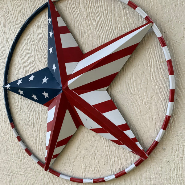 PEACE STAR METAL RED WHT BLUE STAR WESTERN HOME DECOR HANDMADE 12",16",24",32"36",38",40",48"