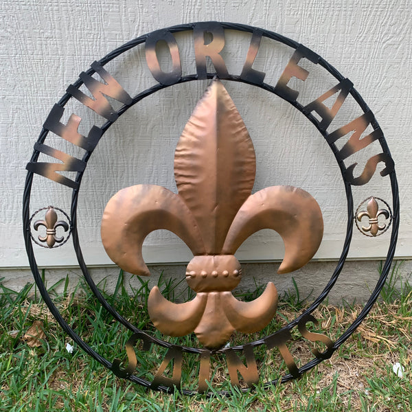 18", 24", 32" NEW ORLEANS SAINTS METAL SIGN WALL ART WESTERN HOME DECOR RUSTIC GOLD & BLACK ART NEW