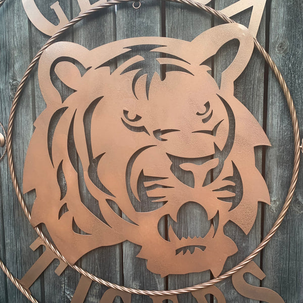 12",18", 24", 32", 36" GEAUX TIGERS HAMMERED COPPER CUSTOM METAL VINTAGE CRAFT SIGN TEAM HANDMADE