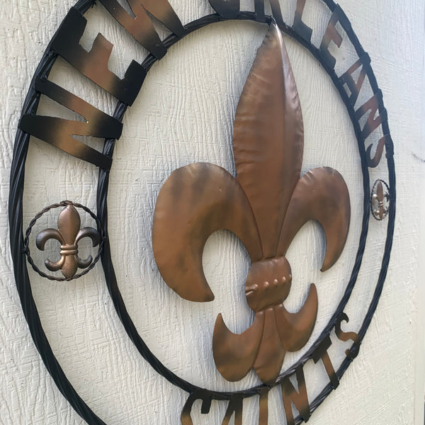 18", 24", 32" NEW ORLEANS SAINTS METAL SIGN WALL ART WESTERN HOME DECOR RUSTIC GOLD & BLACK ART NEW