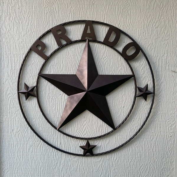 KOLET FAMILY STYLE YOUR CUSTOM FAMILY NAME STAR METAL BARN STAR ROPE RING KOLET FAMILY WESTERN HOME DECOR VINTAGE RUSTIC BROWN NEW HANDMADE 24",32",34",36",40",42",44",46",50"
