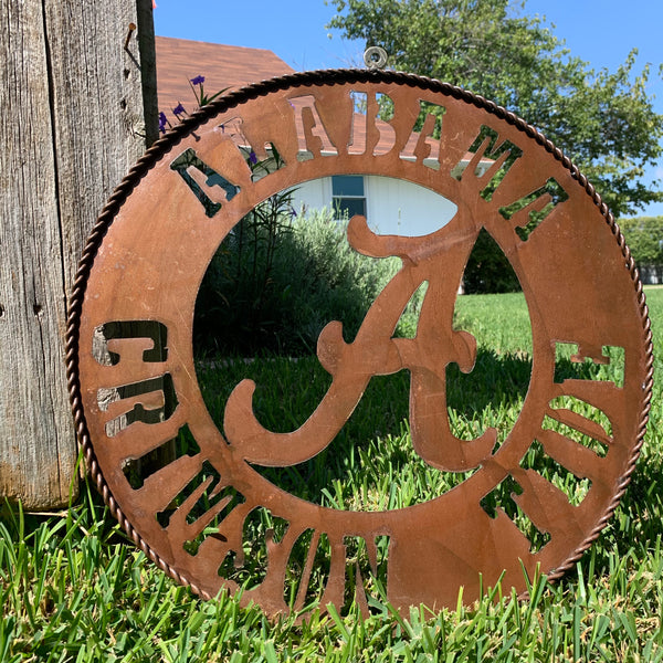 ALABAMA CRIMSON TIDE WIDE BAND RING CUSTOM METAL VINTAGE CRAFT TEAM SIGN HANDMADE