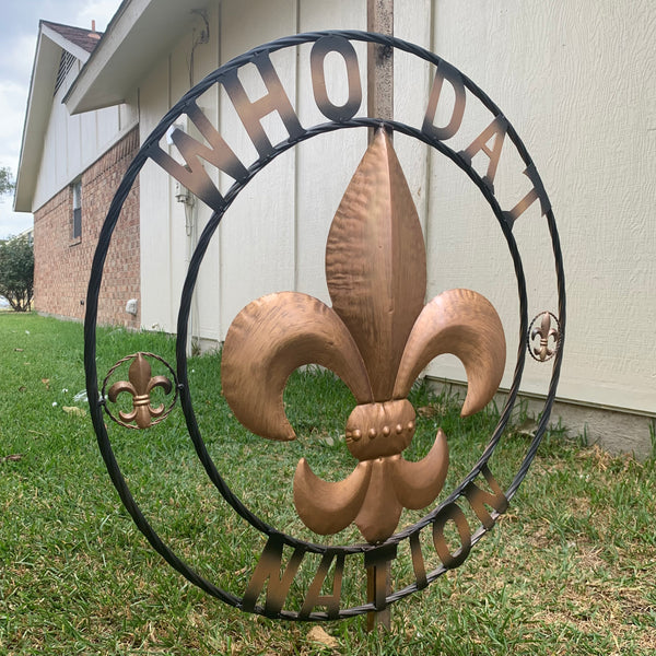 18", 24", 32" 36" WHO DAT NATION FLEUR DE LIS METAL WALL ART WESTERN HOME DECOR NEW