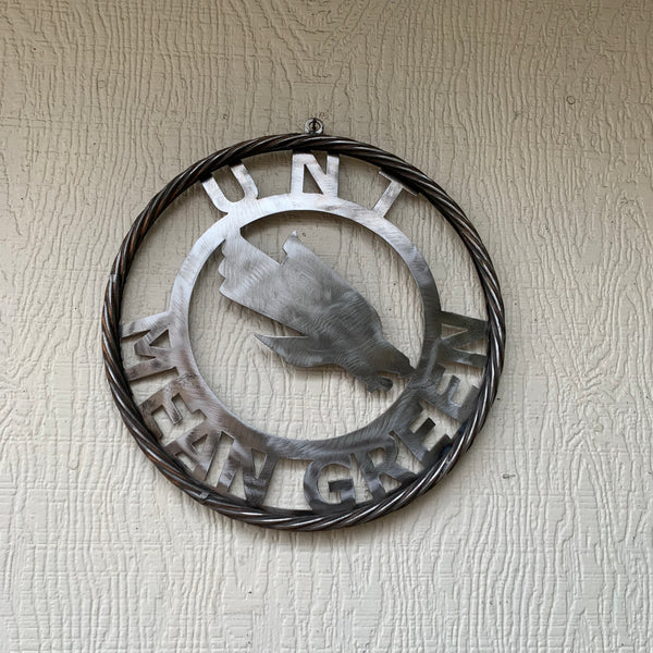 12", 18", 24", 32" UNT MEAN GREEN RAW METAL CUSTOM VINTAGE CRAFT WALL ART TEAM SIGN HANDMADE