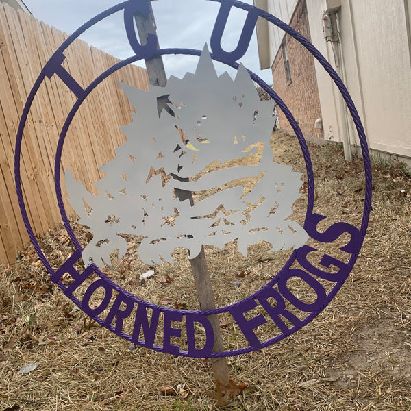 12",18",24",32",36" TCU HORNED FROGS CUSTOM METAL VINTAGE CRAFT TEAM SIGN HANDMADE