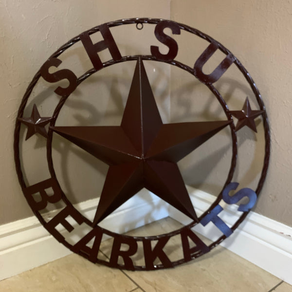 24",32" SHSU SAM HOUSTON BEARKATS RUSTIC DARK BROWN METAL CUSTOM VINTAGE CRAFT RUSTIC BROWN TEAM STAR HANDMADE