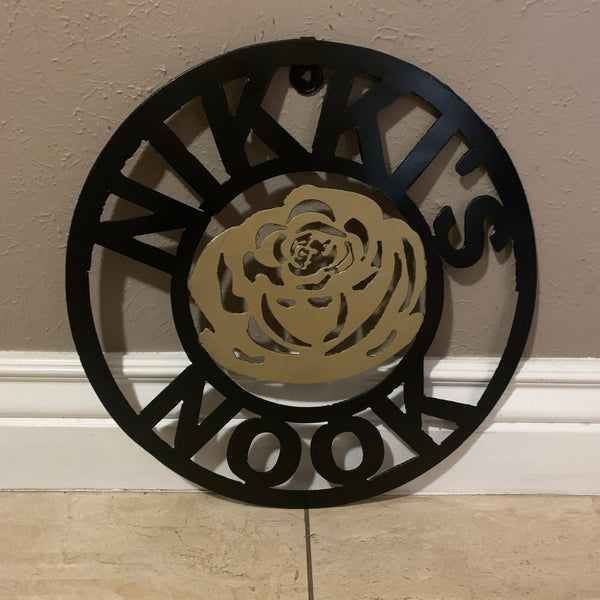 CUSTOM NAME GOLD FLOWER VALENTINE'S LASERCUT METAL SIGN WESTERN HOME DECOR CUSTOM SIGN