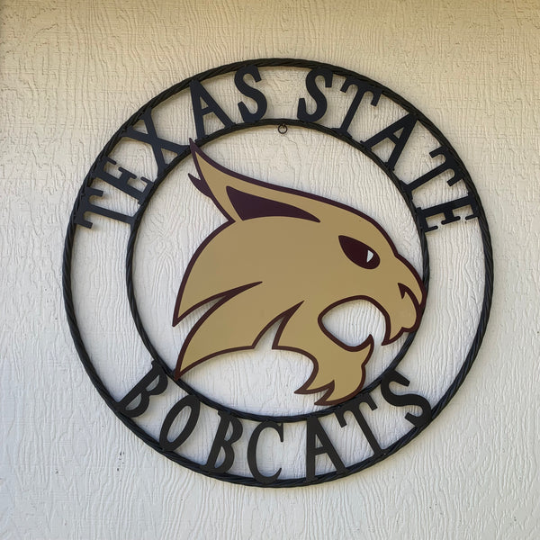 12",18",24",32",36" TEXAS STATE BOBCATS CUSTOM METAL VINTAGE CRAFT TEAM SIGN WESTERN HOME DECOR HANDMADE