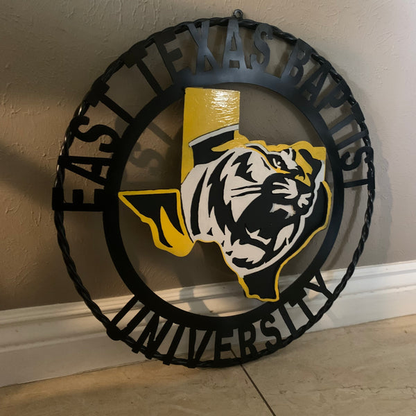 EAST TEXAS BAPTIST UNIVERSITY METAL CUSTOM VINTAGE CRAFT SIGN WALL ART TEAM HANDMADE