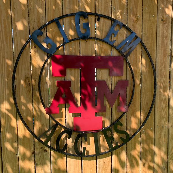 GIGEM AGGIES METAL CUSTOM VINTAGE CRAFT TEAM SIGN HANDMADE