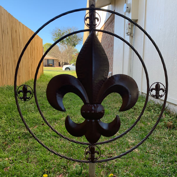 MULTI FLEUR DE LIS METAL WALL ART WESTERN HOME DECOR VINTAGE RUSTIC BROWN ART NEW