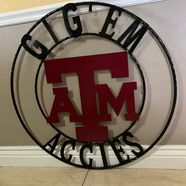 GIGEM AGGIES METAL CUSTOM VINTAGE CRAFT TEAM SIGN HANDMADE