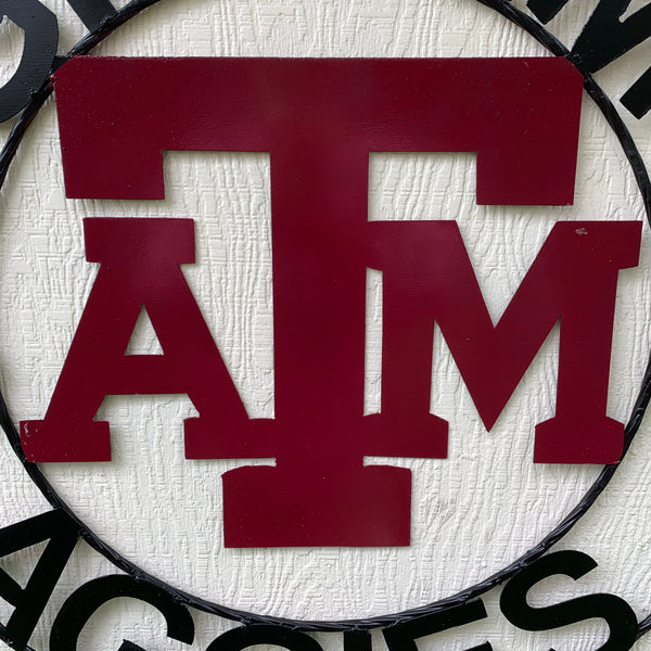TEXAS A&M, GIGEM AGGIES THUMBS UP METAL CUSTOM VINTAGE CRAFT TEAM SIGN HANDMADE