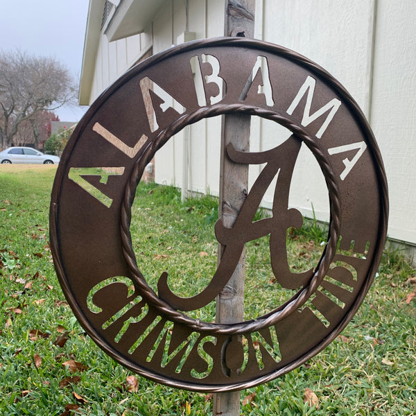 ALABAMA CRIMSON TIDE WIDE BAND RING CUSTOM METAL VINTAGE CRAFT TEAM SIGN HANDMADE