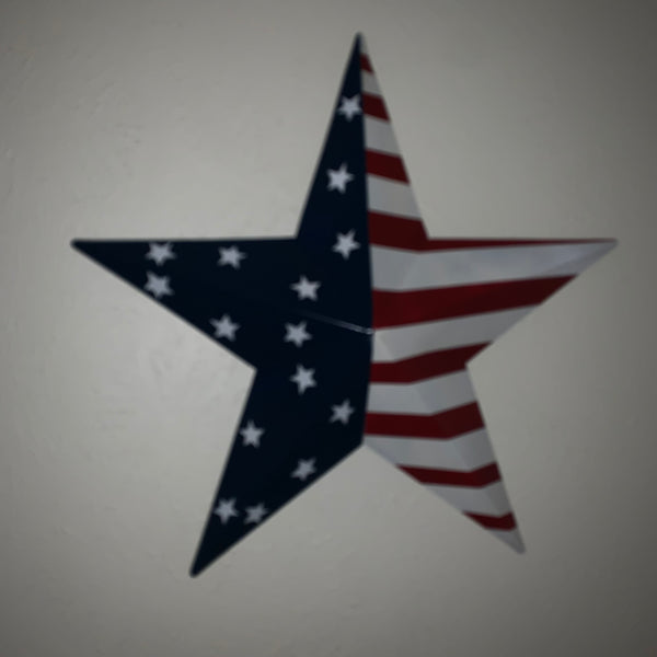 12",16",24",30",36" USA AMERICAN FLAG STAR STYLE#9 RED WHITE & BLUE METAL BARN STAR METAL WALL ART HANDMADE