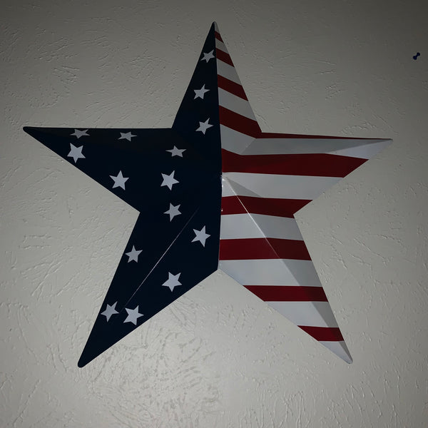 12",16",24",30",36" USA AMERICAN FLAG STAR STYLE#9 RED WHITE & BLUE METAL BARN STAR METAL WALL ART HANDMADE