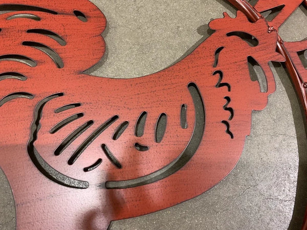 24" ROOSTER WELCOME WITH RING DESIGN WESTERN METAL ANIMAL ART HOME WALL DECOR BRAND NEW
