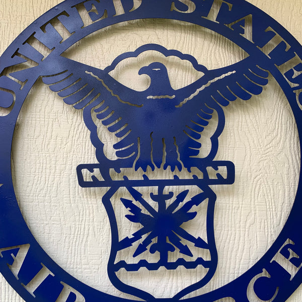 24" US AIR FORCE LASERCUT BLUE MILITARY METAL WALL ART AIRFORCE WESTERN HOME DECOR NEW