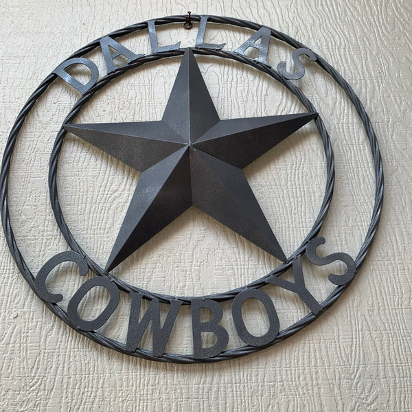 DALLAS COWBOYS RUSTIC GREY BARN LONE STAR CUSTOM METAL VINTAGE STAR WESTERN HOME DECOR