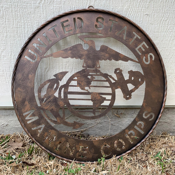 #EH10851 24" UNITED STATES MARINE CORPS MILITARY LASERCUT METAL WALL ART SIGN WESTERN HOME DECOR HANDMADE BRONZE