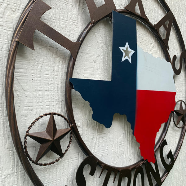 24" TEXAS STRONG BARN METAL WALL ART SIGN WESTERN HOME DECOR RED WHITE BLUE HANDMADE