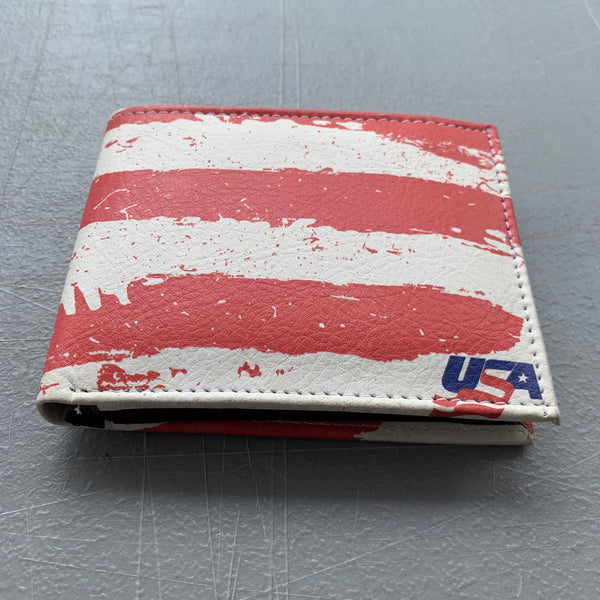 4.25" x 3.75" USA FLAG RED WHITE BLUE WALLET LEATHER BIFOLD WALLET NEW-- FREE SHIPPING