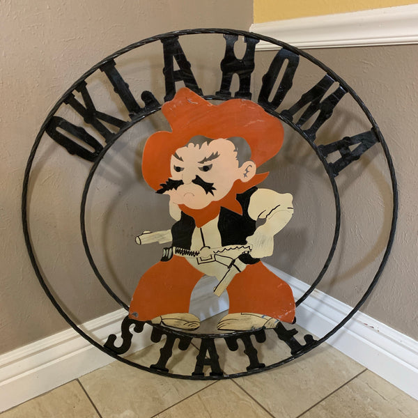 OSU OKLAHOMA STATE COWBOYS CUSTOM METAL VINTAGE CRAFT TEAM SIGN HANDMADE