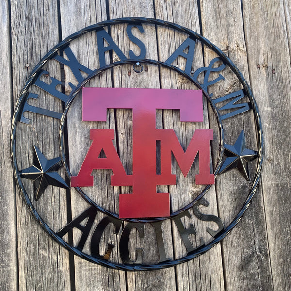 TEXAS A&M WITH STARS CUSTOM METAL VINTAGE CRAFT SIGN WALL ART TEAM SIGN HANDMADE