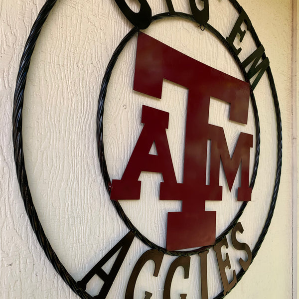 GIGEM AGGIES METAL CUSTOM VINTAGE CRAFT TEAM SIGN HANDMADE