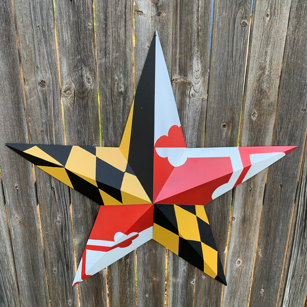 #EH10423 MARYLAND FLAG BARN METAL STAR WESTERN HOME DECOR HANDMADE 22",24",30",36"