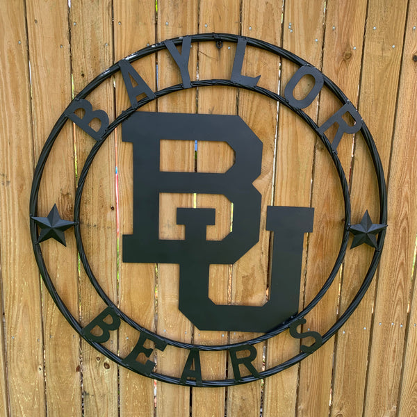 12", 18", 24", 32" BAYLOR BEARS CUSTOM BLACK METAL VINTAGE CRAFT SIGN WALL ART HANDMADE