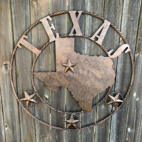 18",24",32",36" State of Texas Map Metal Wall Art Western Home Decor Vintage Rustic Bronze Copper New-#A18008