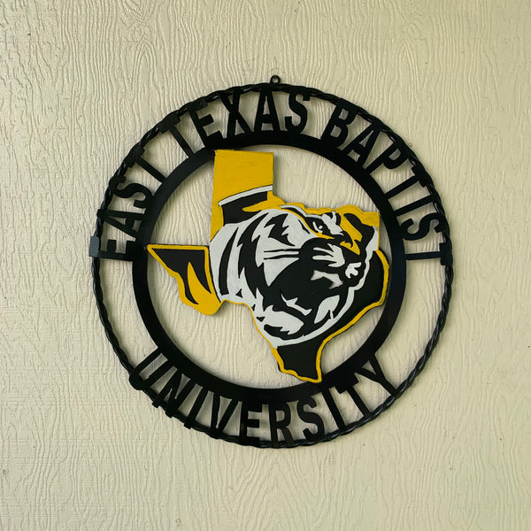 EAST TEXAS BAPTIST UNIVERSITY METAL CUSTOM VINTAGE CRAFT SIGN WALL ART TEAM HANDMADE