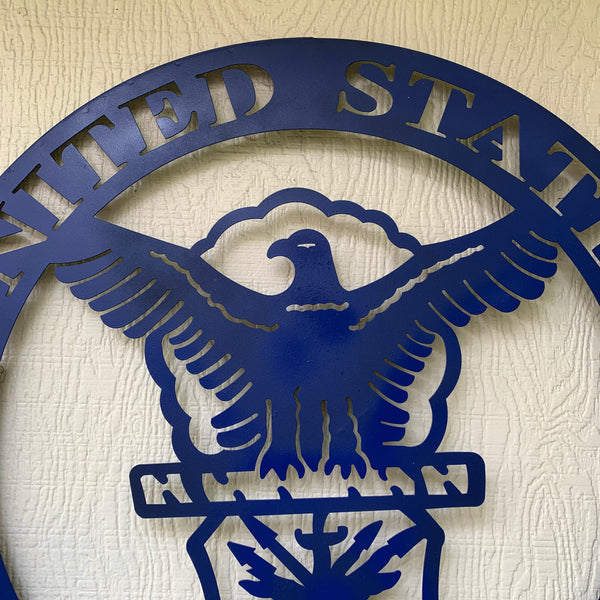 24" US AIR FORCE LASERCUT BLUE MILITARY METAL WALL ART AIRFORCE WESTERN HOME DECOR NEW