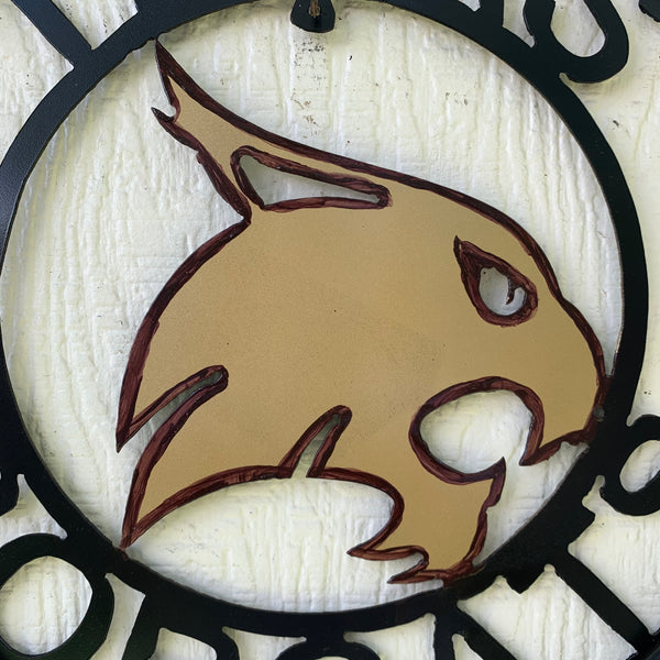 12" TEXAS BOBCATS CUSTOM METAL VINTAGE CRAFT SIGN TEAM WESTERN HOME DECOR HANDMADE