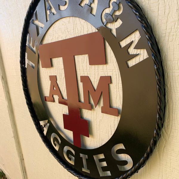 24" TEXAS A&M WIDE BAND RING CUSTOM METAL VINTAGE CRAFT SIGN TEAM HANDMADE