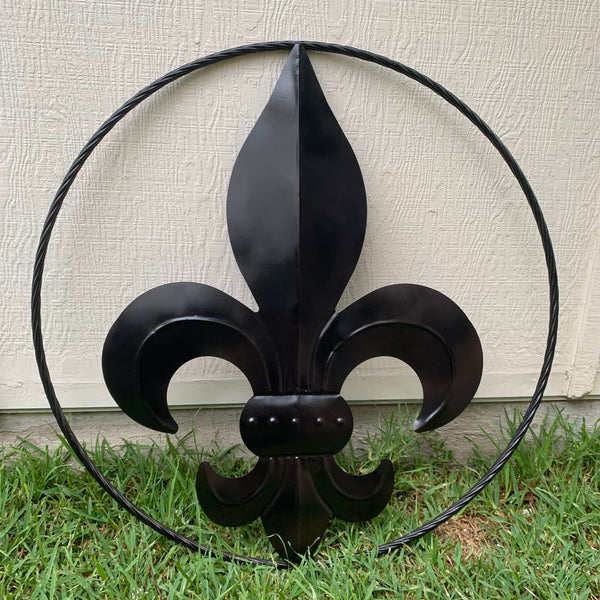 #EH10645 24", 36" GLOSS BLACK FLEUR DE LIS METAL WALL ART SIGN WESTERN HOME DECOR HANDMADE NEW