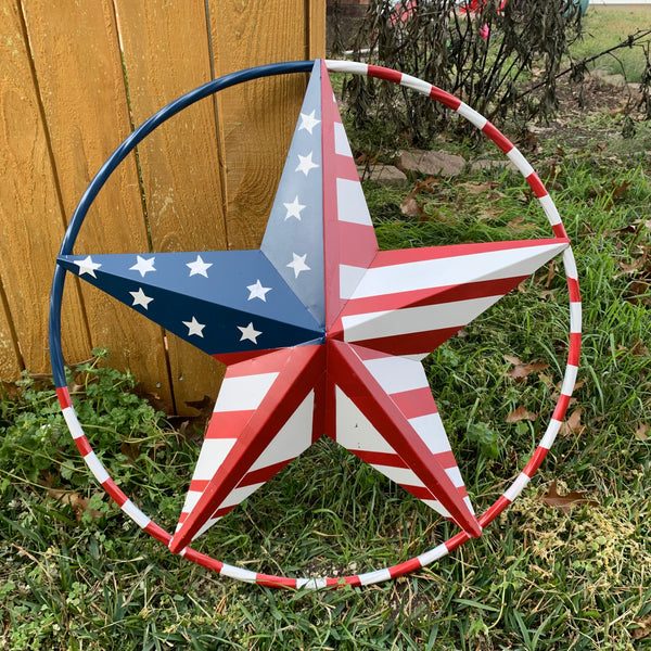 PEACE STAR METAL RED WHT BLUE STAR WESTERN HOME DECOR HANDMADE 12",16",24",32"36",38",40",48"