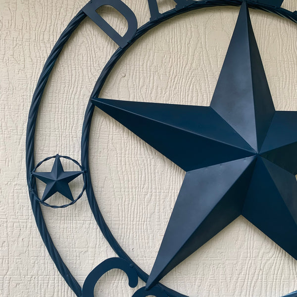 DALLAS COWBOYS NAVY BLUE BARN STAR METAL LONE STAR WESTERN HOME DECOR HANDMADE 24",32",36",40",42",44",46",50"