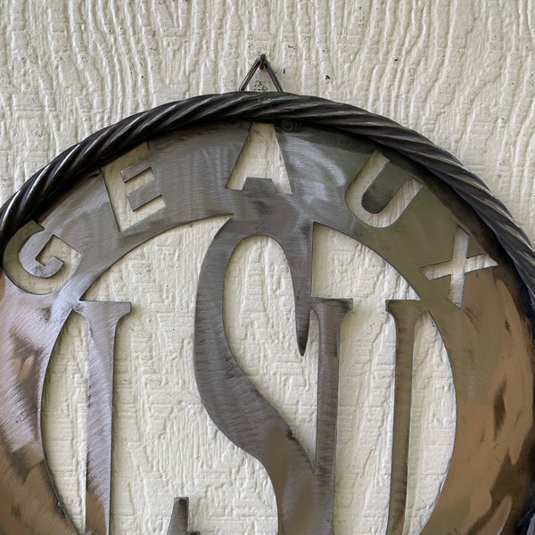 12",18",24",32" LSU GEAUX TIGERS CUSTOM METAL VINTAGE CRAFT TEAM SIGN WESTERN HOME DECOR HANDMADE