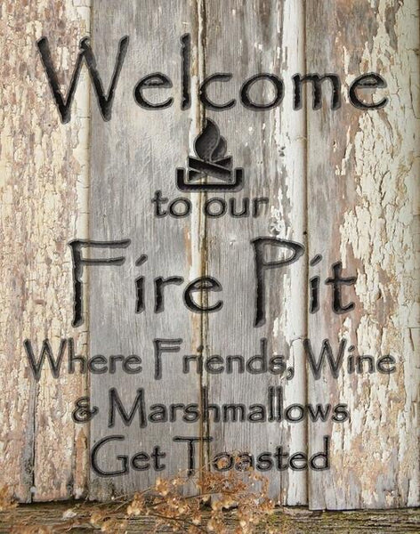 FIRE PIT TIN SIGN METAL ART WESTERN HOME DECOR CRAFT