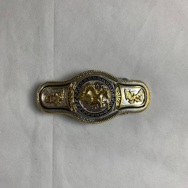 6.5" X 3.5" HORSE BELT BUCKLE GOLD SILVER BLACK WESTERN BUCKLE FASHION ART NEW #EH12271